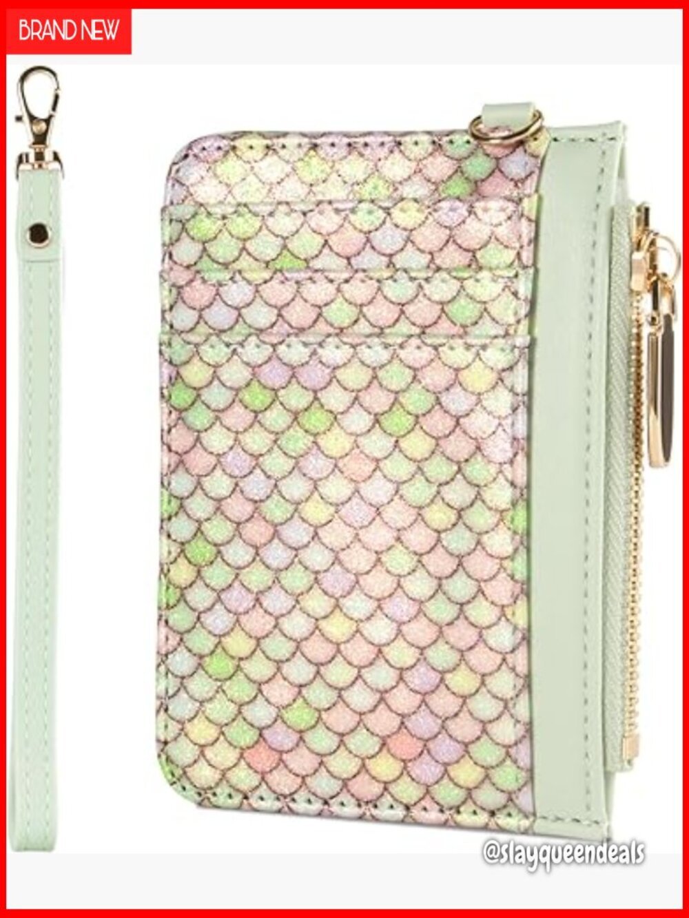 Slim RFID Leather Wristlet Wallet with Zipper Pocket & 8 Card Slots
